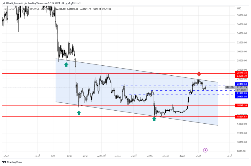 BTCUSD_2023-02-14_الرسم البياني اليومي البيتكوين