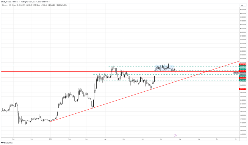 الرسم البياني اليومي علمة البيتكوين BTC