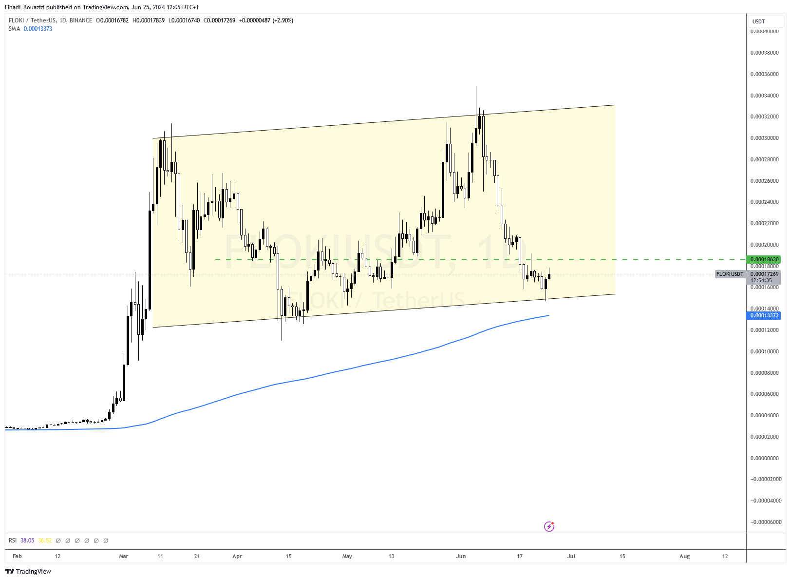 الرسم البياني اليومي سعر عملة فلوكي المصدر: tradingview
