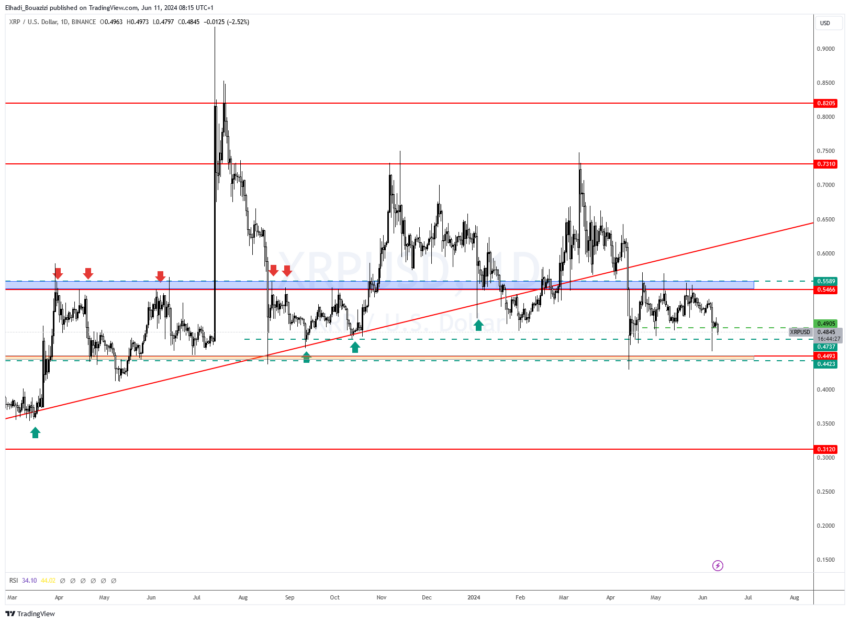 الرسم البياني اليومي لسعر عملة ريبل XRP