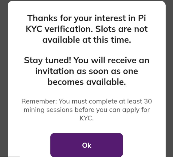لقطة شاشة من Pioneer حول مشكلات KYC مع شبكة Pi