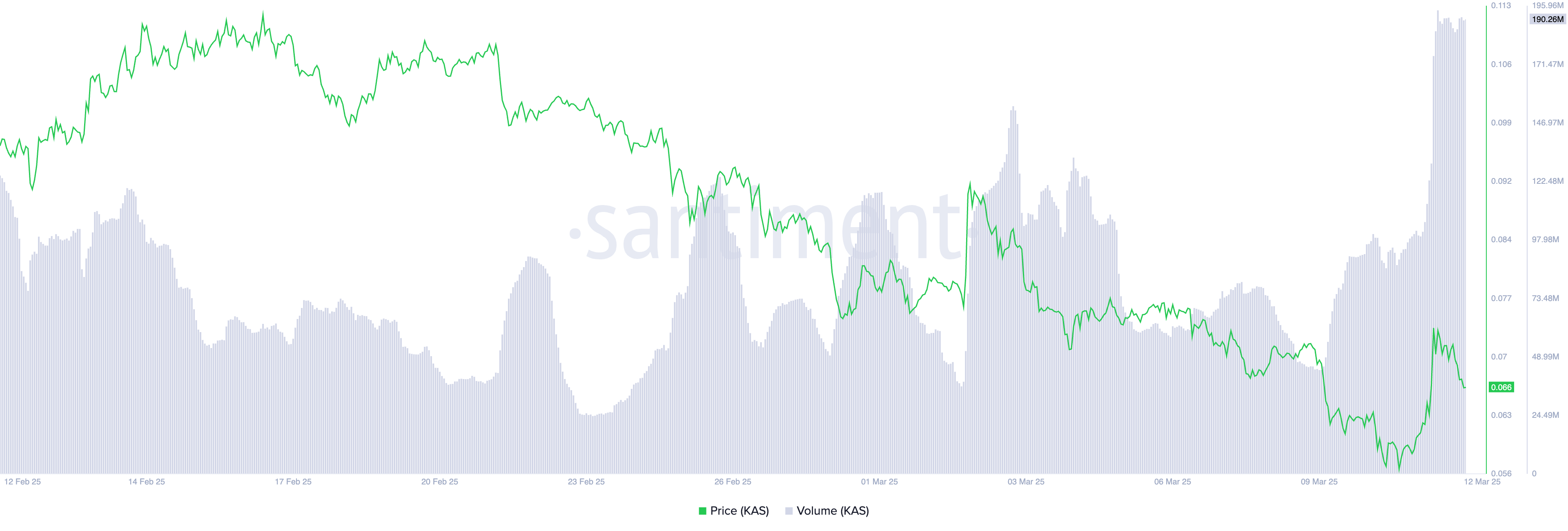 سعر KAS وحجم التداول.