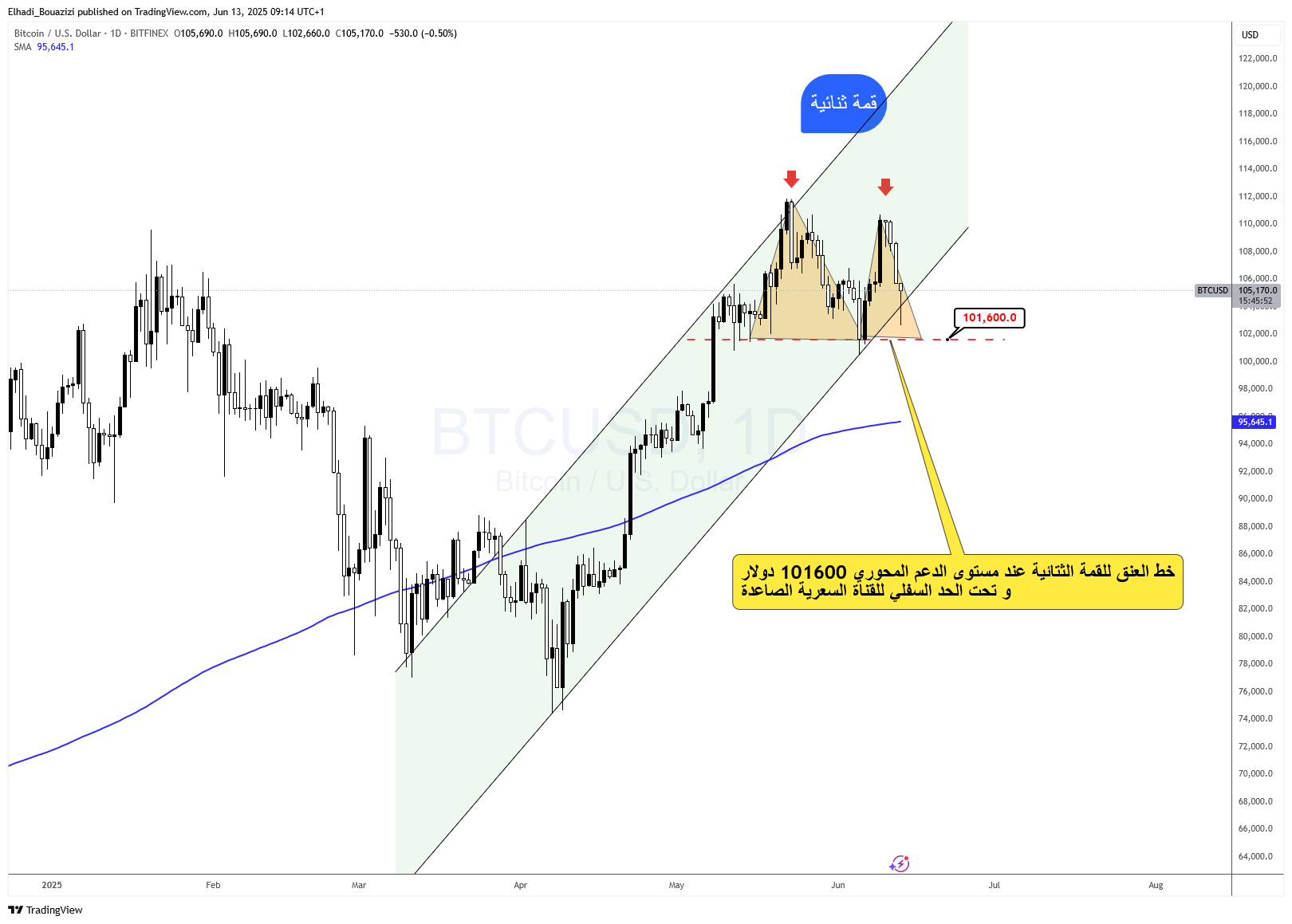 الرسم البياني اليومي لسعر البيتكوين BTC - المصدر: TradingView